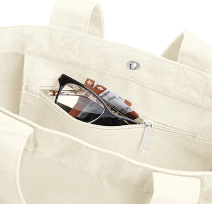 naturel shopper tote bag van print only for you - tote bag kopen - tote bag print - tote bag rits