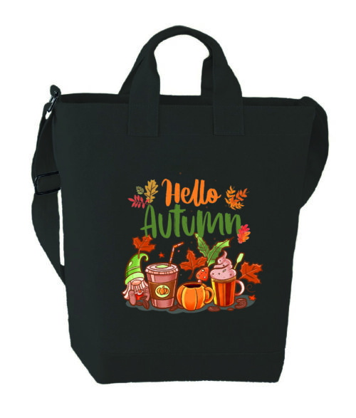 zwarte tote bag met print-tote bag met rits-schoudertas met print-tas herfst