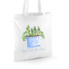 grow with the flow katoenen tas-Witte katoenen tas met plant illustratie en tekst