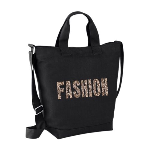 leopard fashion tote tas-tote bag zwart-zwarte tas-zwart tote tas