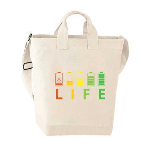 life battery tote bag-draagtas met tekst