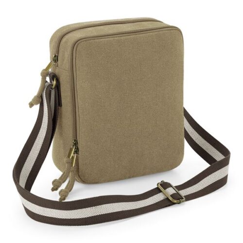 bruine mini schoudertas vintage canvas reporter-bruine schoudertas