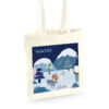 Naturel katoenen tas met winter wonderland aquarel print en dubbele draaghengsels- katoenen tas met print
